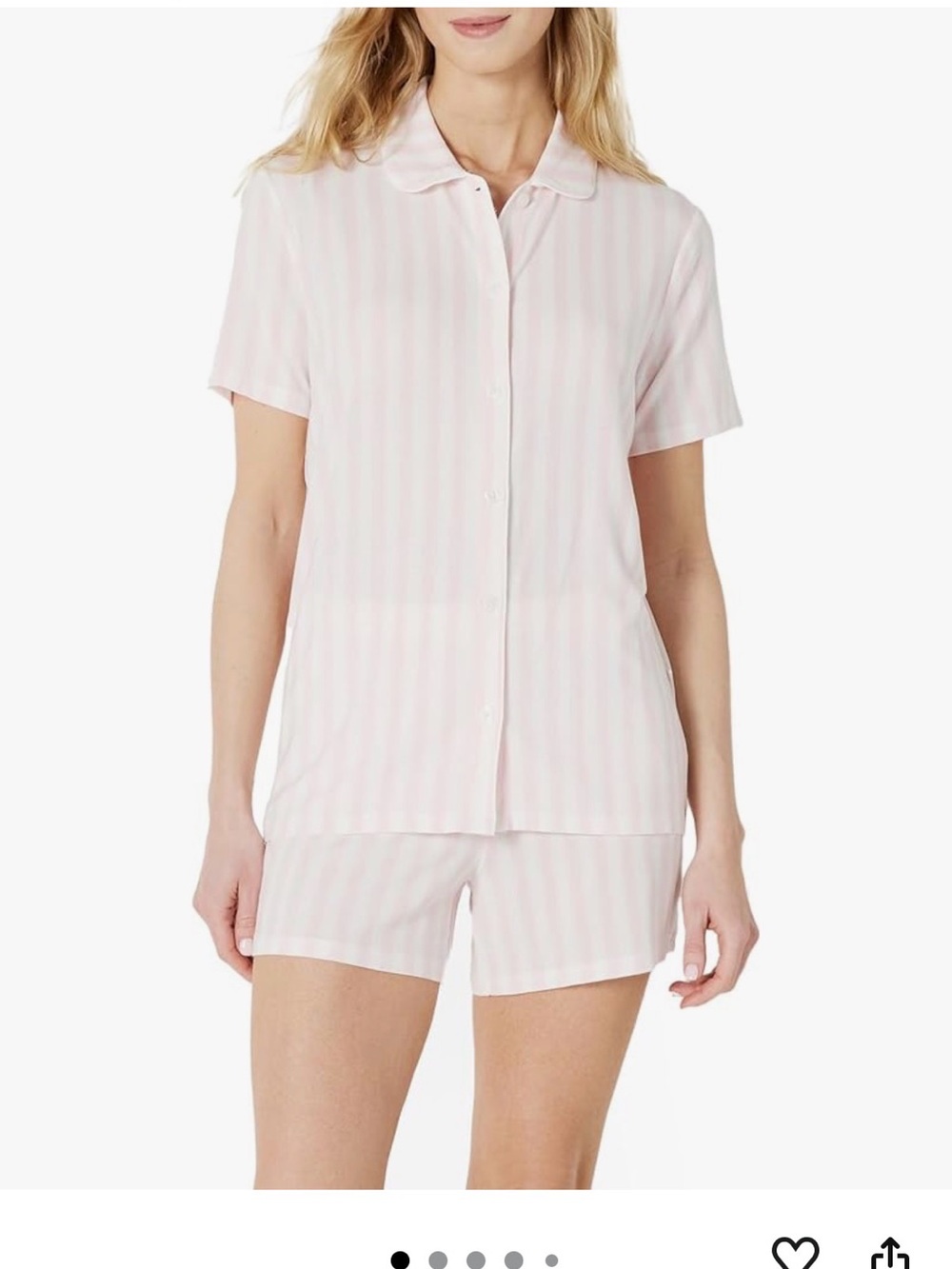 Women's Pink Stripe Short Pajama Set with Button Front